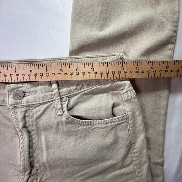 Mother The Insider Ankle Fray Jeans Chalk It Up Tan Crop Raw Hem Size 30 - Picture 9 of 16